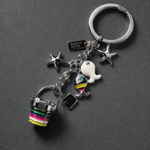 COACH Legacy Ocean Keychain Charm Set Bucket Fish Starfish Bag Charm Hang Tag
